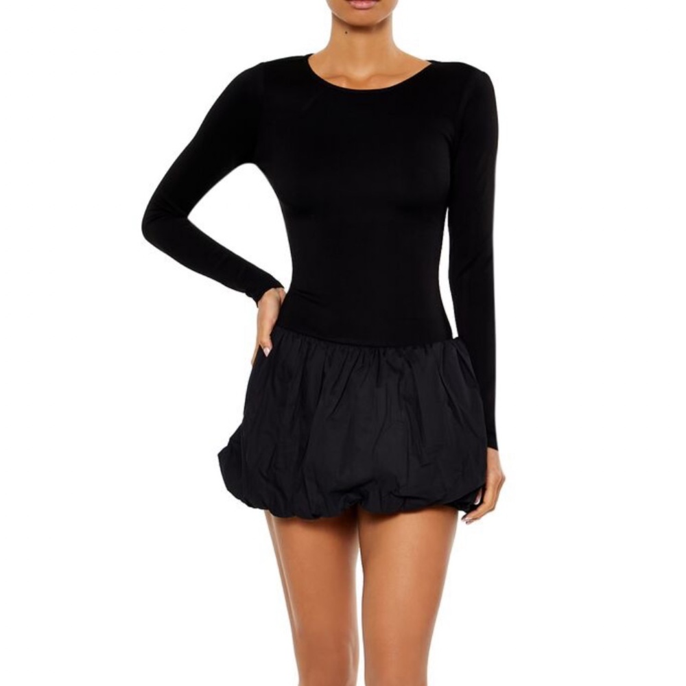 Cutout Bubble Hem Mini Skirt Dress